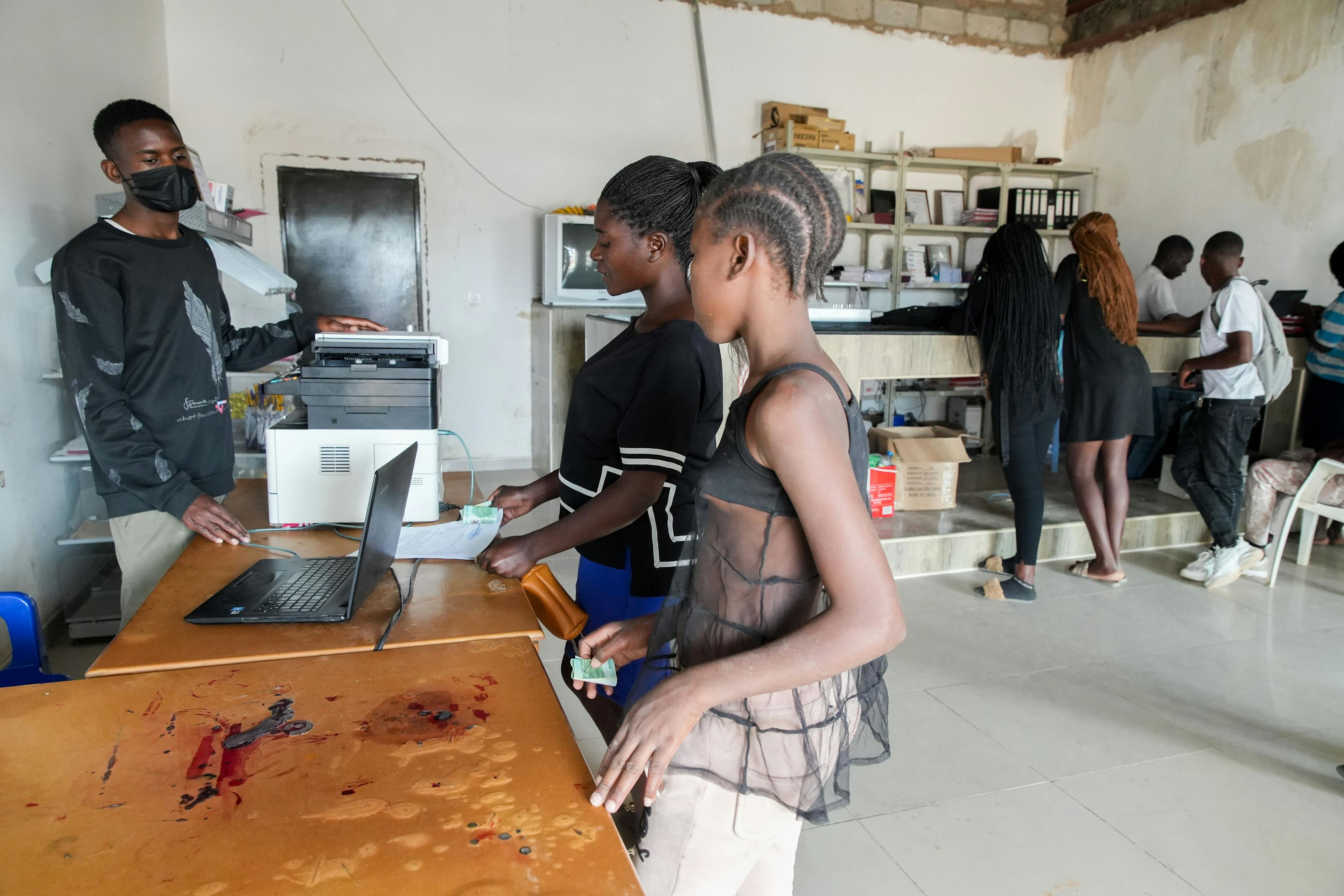Customers come here to print or copy official documents and photos. Moving to a nearby town can be a first step in a longer migration journey. Young Africans may dream of far-off opportunities, but many lack the means to pursue them.